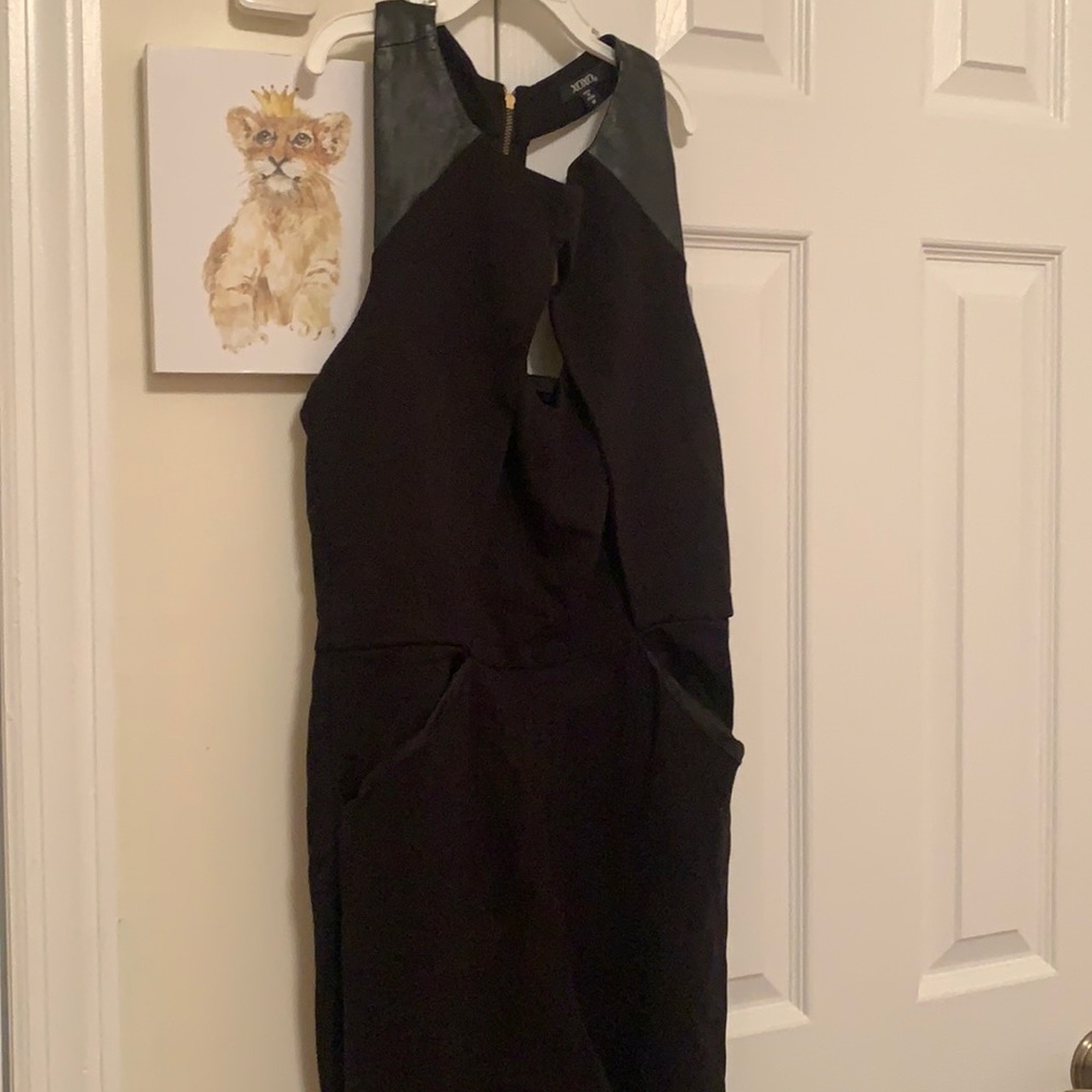 XOXO Black jumpsuit with faux leather detail